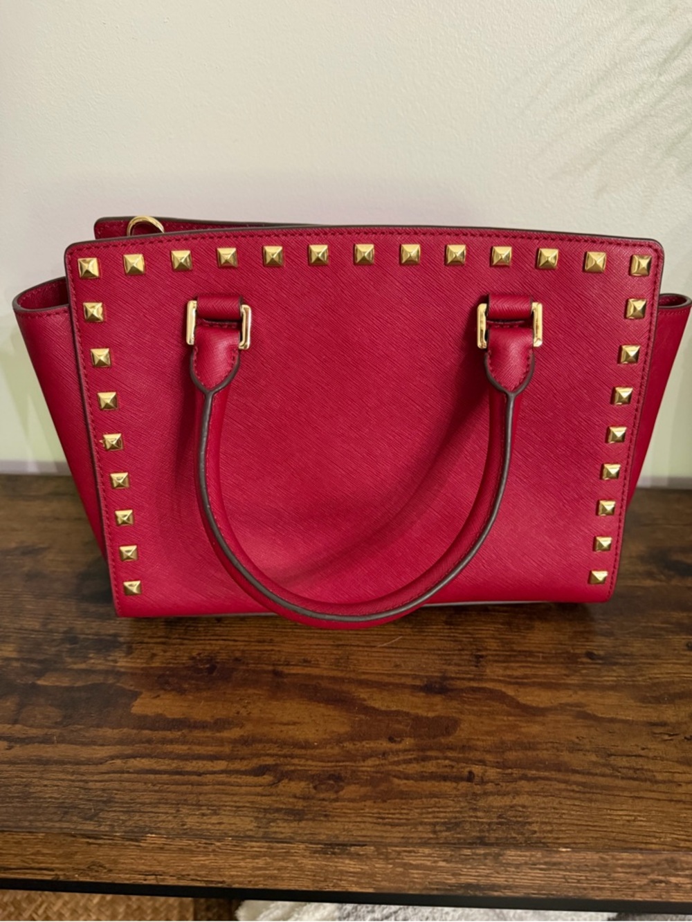 Michael Kors Selma Medium Studded Saffiano Leather Satchel - Picture 3 of 12